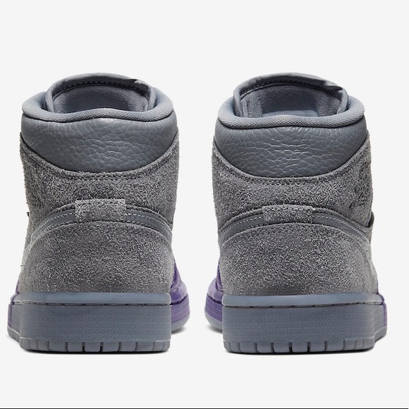 Women Nike Jordan 1 Sneaker Cool Grey Suede Dipped Purple Leather SZ 8.5 CW9857 - Picture 2 of 11